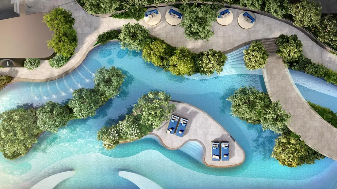 Aquarous Jomtien Pattaya — тропический лагунный бассейн с высоты